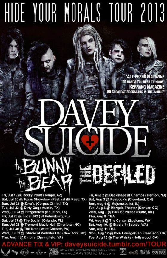 Davey Suicide Hide Your Morals Tour Dates